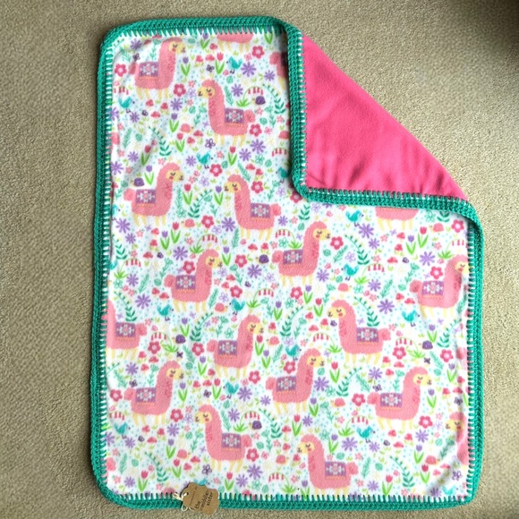 Handmade Baby Blanket 2-Ply Fleece Crochet Edging Llama Toddler Stroller Lovey - Picture 3 of 4